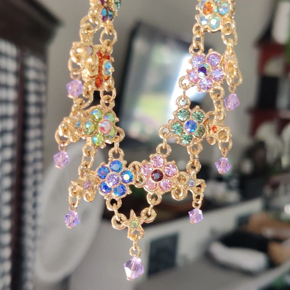 Kirks Folly (Rare Vintage) Crystal flower necklace, PERFECT STATEMENT PIECE - Picture 4 of 12
